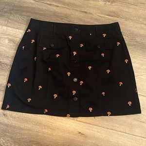 Cute black skirt with red & white mushrooms